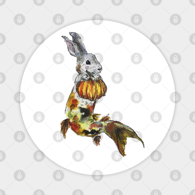 Autumn Koi Mermaid Bunny Magnet by aquabun